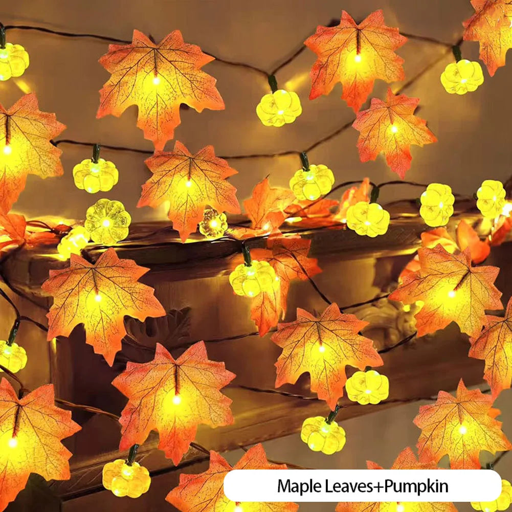 guirlande lumineuse feuilles dérable pour décorations automne hiver
