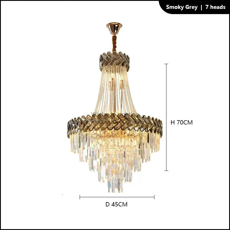 lustre led en cristal design moderne pour villa duplex