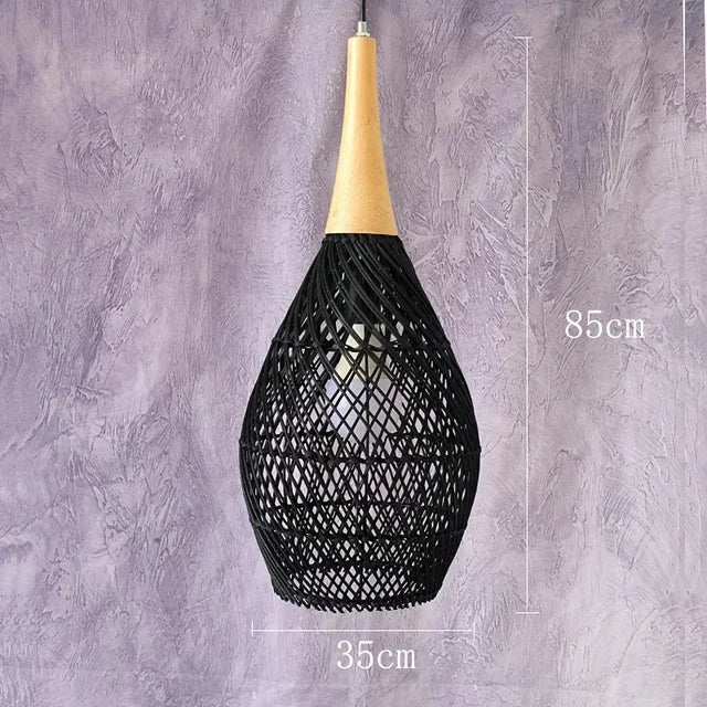 Modern art minimalist retro chandelier suitable for living room, dining room, farmhouse, natural rattan and willow chandelier