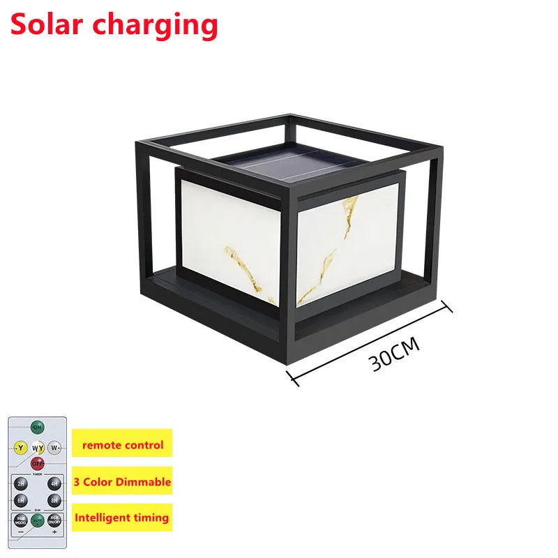 lampe de jardin en marbre solaire étanche pour extérieur