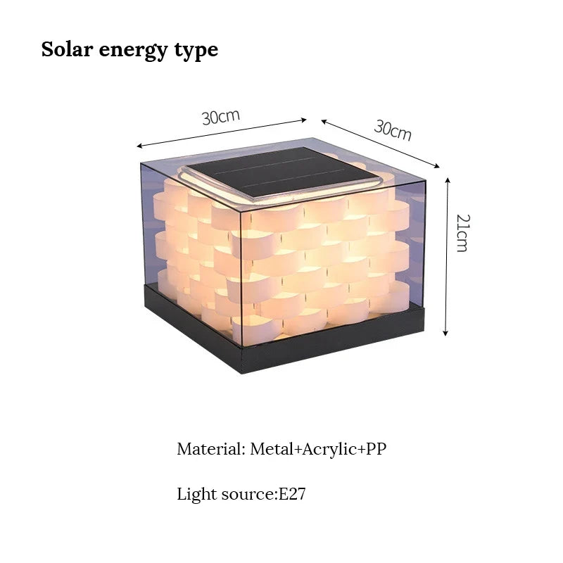 pilier lumière solaire extérieure étanche pour jardin villa