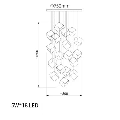 Modern cubic design villa pendant lights, Nordic living room, hotel lobby lights, restaurant, bar interior decoration lights