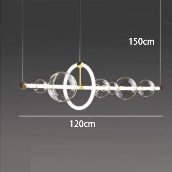 lustre de luxe à bulles longue bande éclairage led en verre transparent créatif