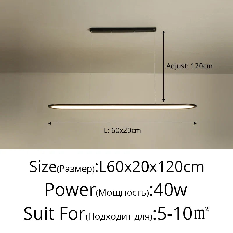lustre moderne nordique simple led rectangulaire pour bar