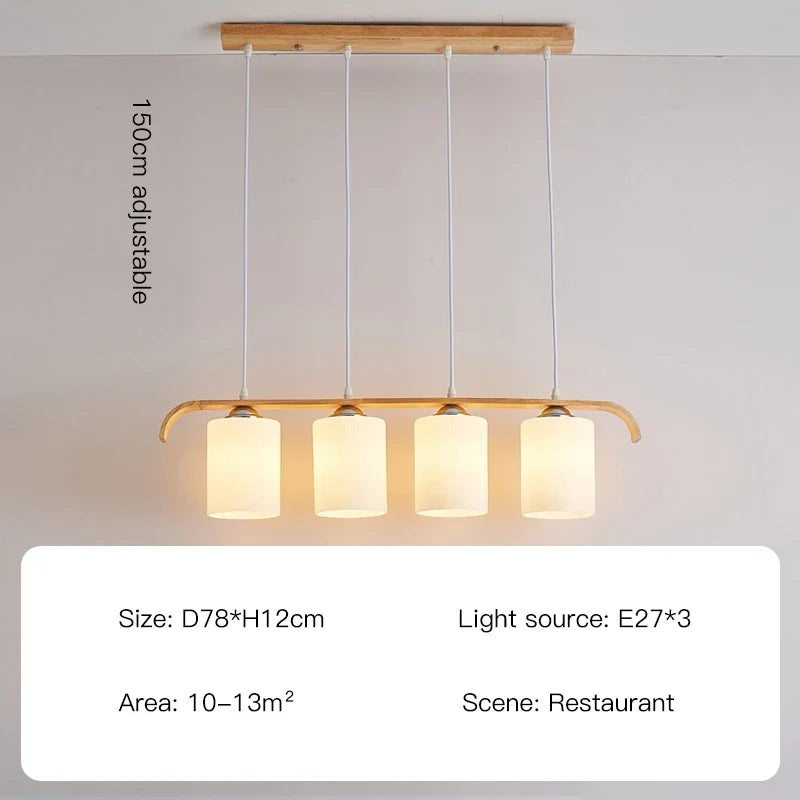 lustre nordique en bois et verre pour éclairage intérieur