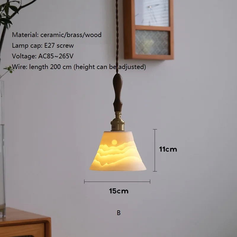 lustre nordique vintage en céramique et laiton luminaire suspendu