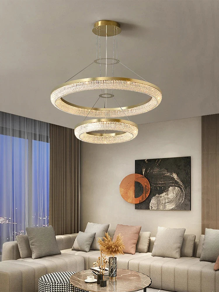 lustre de luxe led rond design moderne 	 pour intérieur