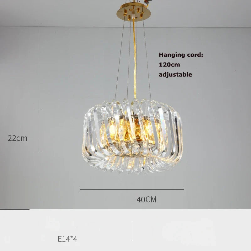 lustre moderne rond à intensité variable led cristal