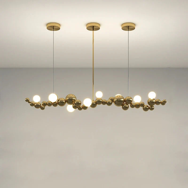 suspension design art déco en or chromé pour éclairage moderne