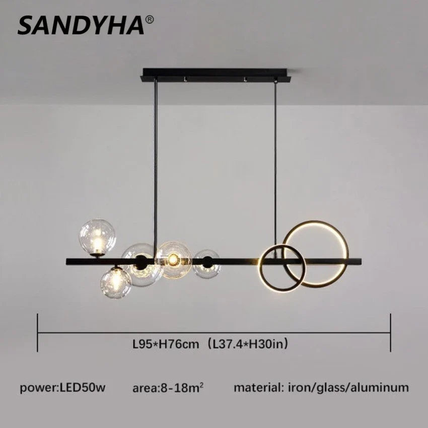 lustre moderne en verre design lumineux pour intérieur