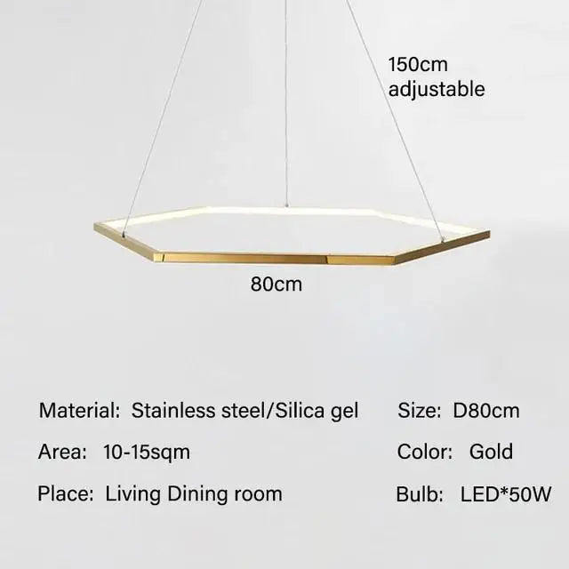 lustre hexagone led simple moderne luxe suspension