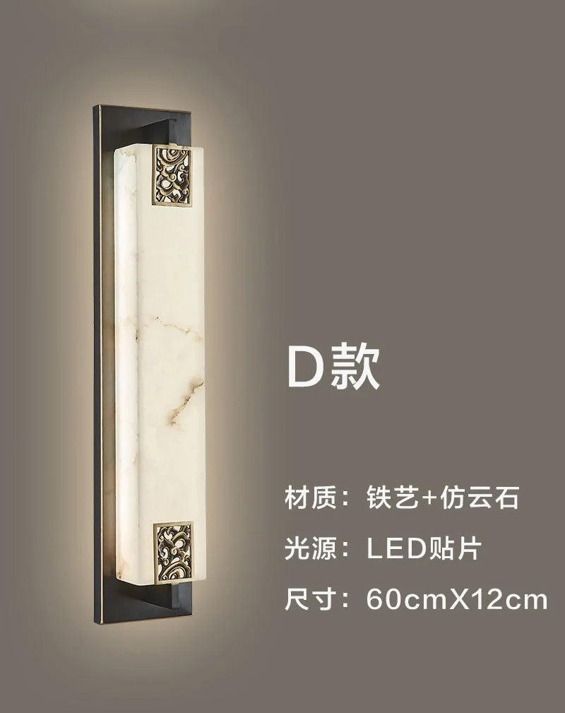 applique murale moderne en marbre chinois avec nœud et lumière led