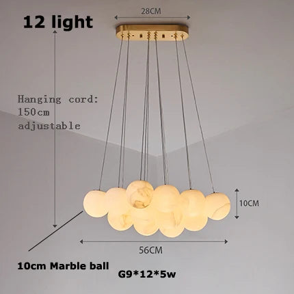 lustre moderne en marbre doré et noir pour éclairage élégant