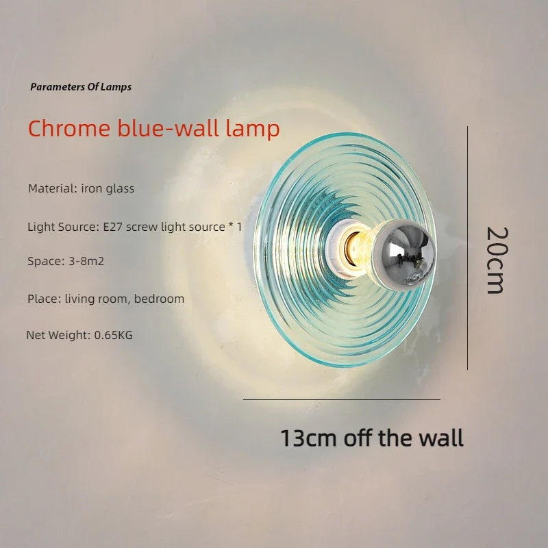 applique murale led en verre ondulé nordique pour décoration d'ambiance