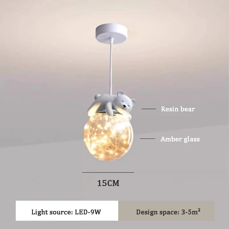 lustre moderne mignon en forme d'ours et lapin pour enfants