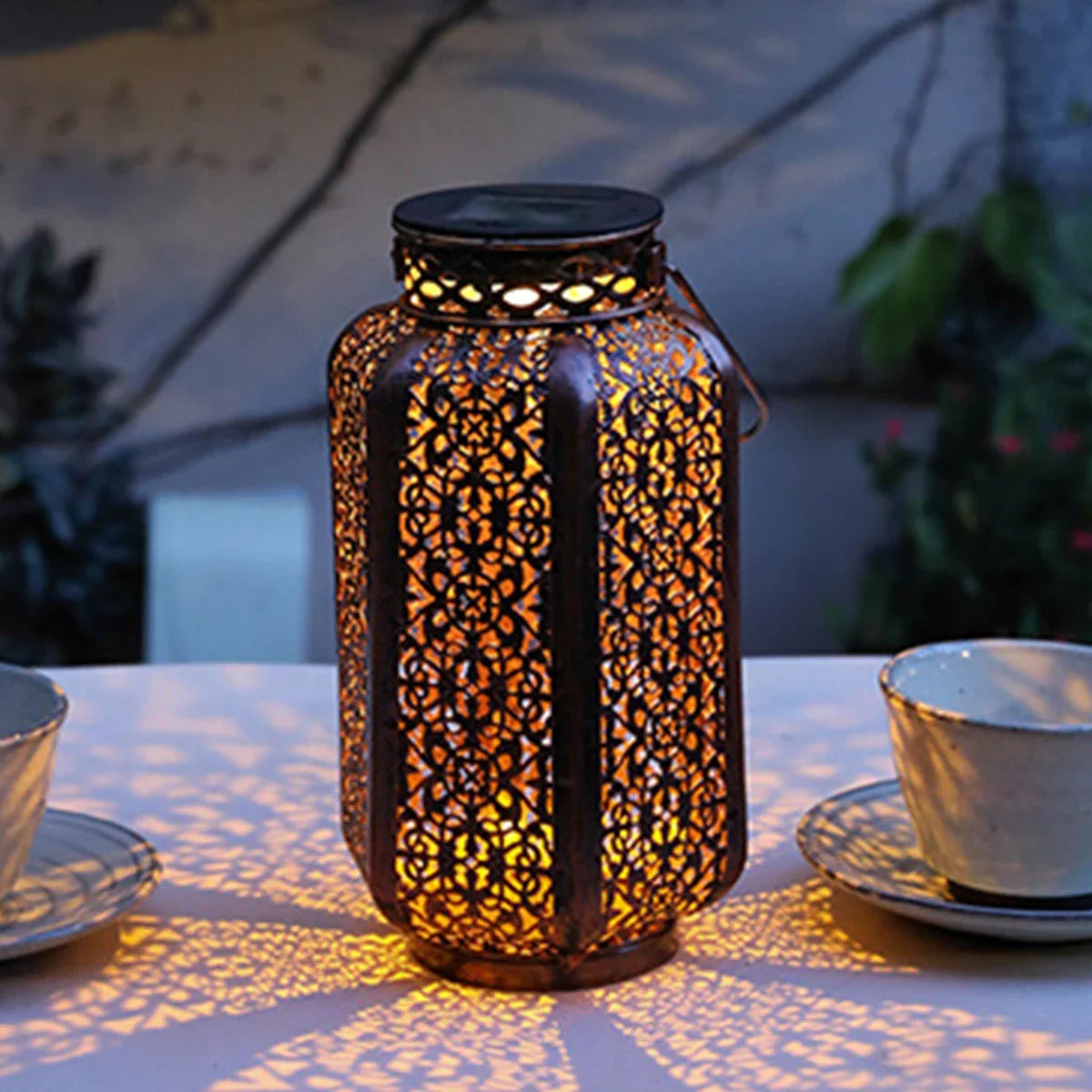 lampe solaire rétro en fer pour décoration extérieure