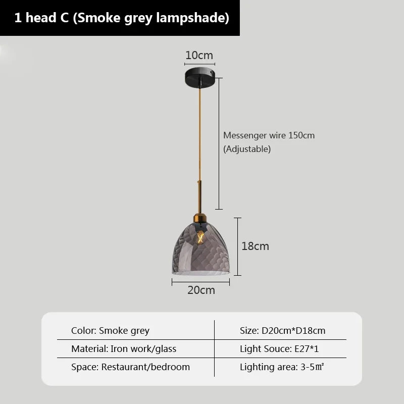 suspension en verre moderne pour éclairage décoratif intérieur
