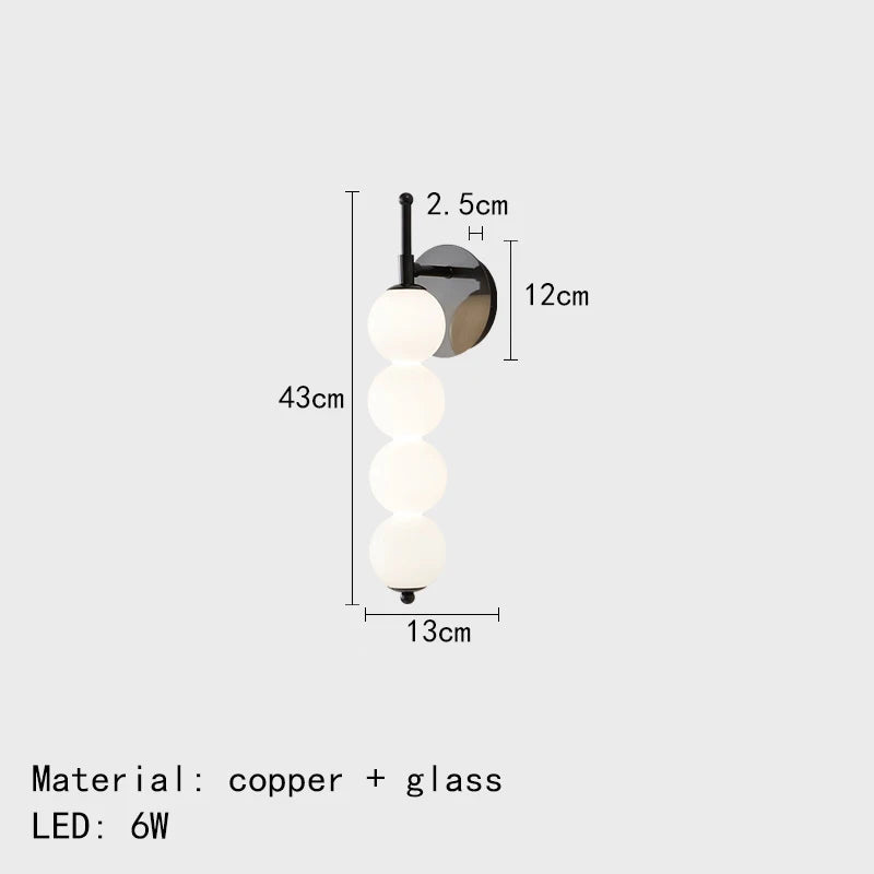 Applique murale design boules en verre blanc