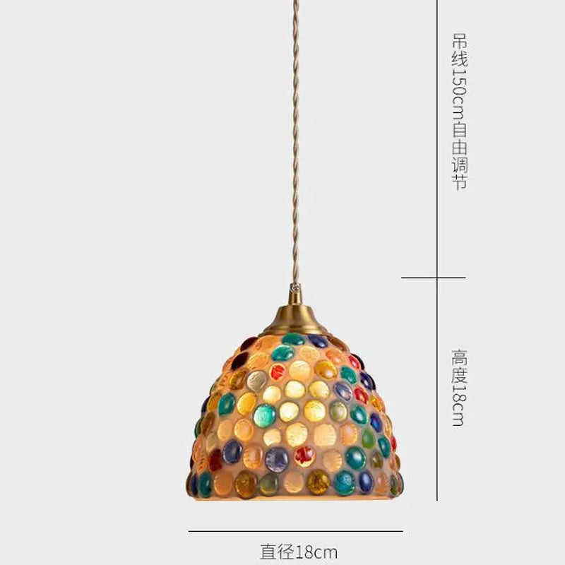 Suspension tiffany méditerranéen en verre coquille led