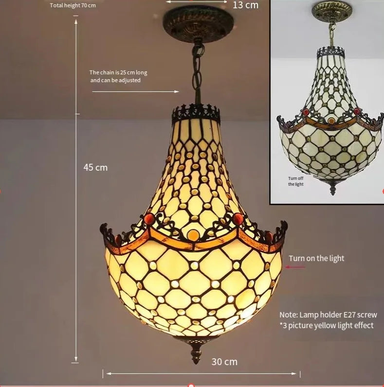lustre méditerranéen vintage en vitrail tiffany