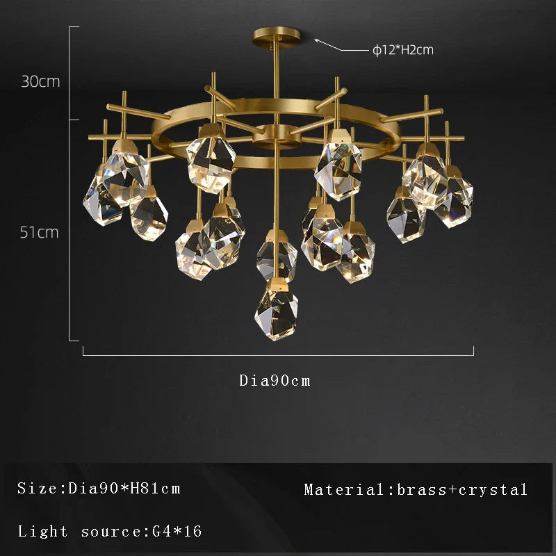 lustre design moderne en cristal avec abat-jour fantaisie