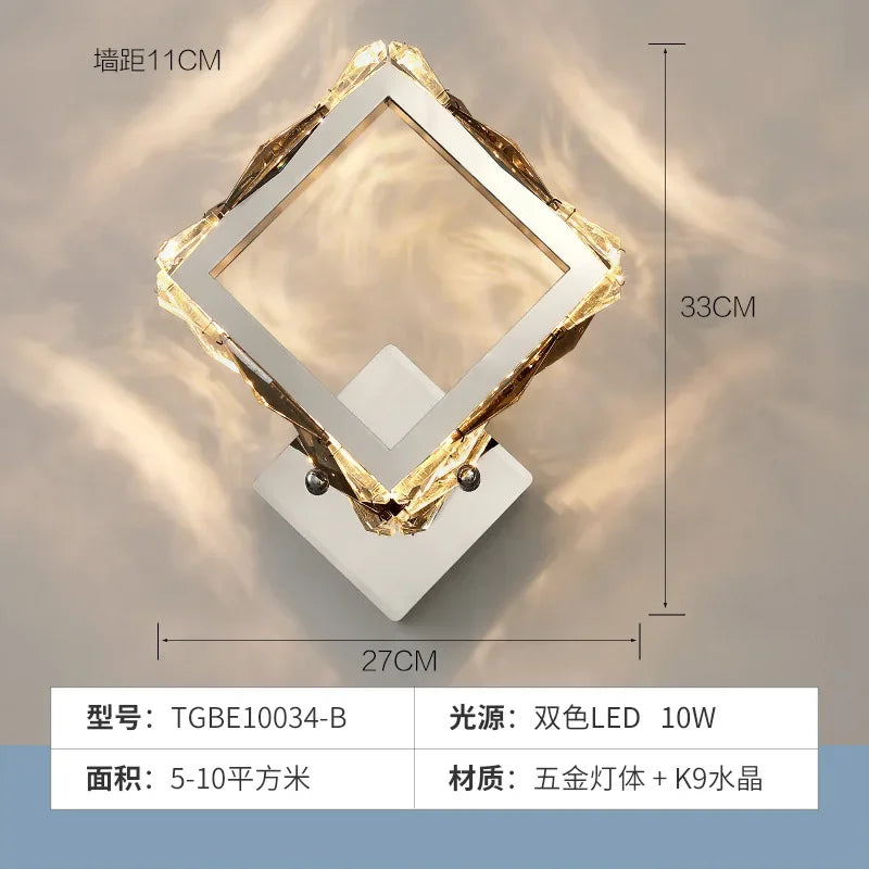 Bed Lamp, Wall Lamp, Bedroom Minimalist Living Room Light, LED Light Luxury TV Background Wall Lamp, Crystal Staircase Light
