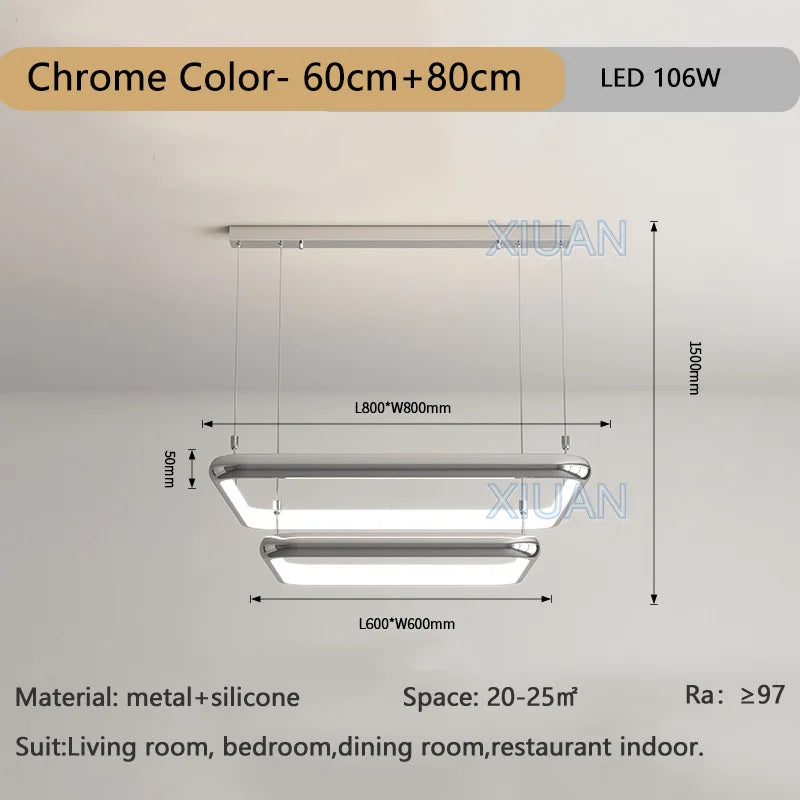 lustre moderne led suspension carrée perle pour maison