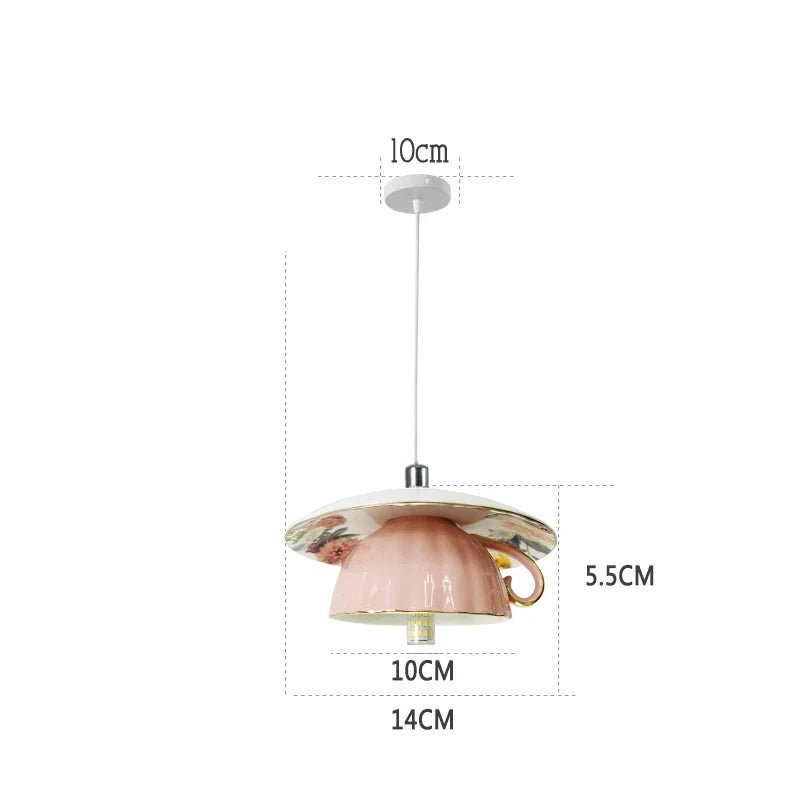 suspension en céramique design art thé éclairage led g4