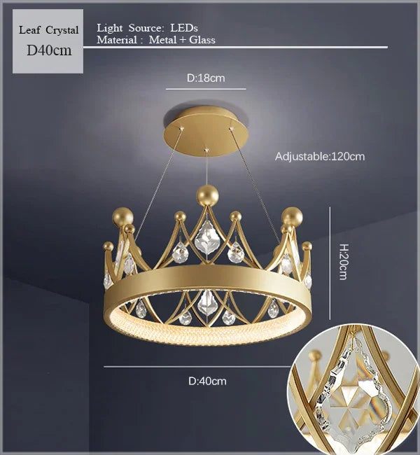 2024 Simple bedroom lamp children's room living room light luxury crown crystal chandelier  pendant lights  room decor