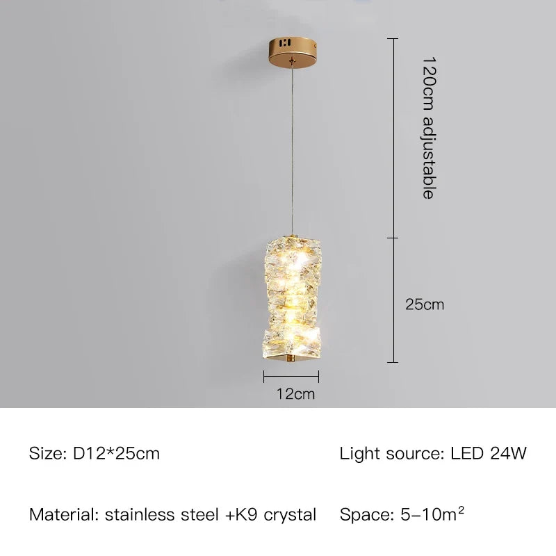 suspension nordique moderne en acier inoxydable et cristal décoratif
