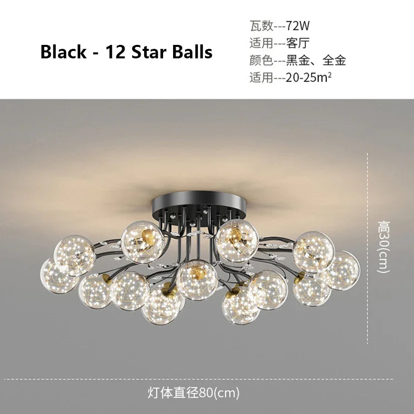 lustre en boule de verre nordique doré luminaire décoratif d'intérieur