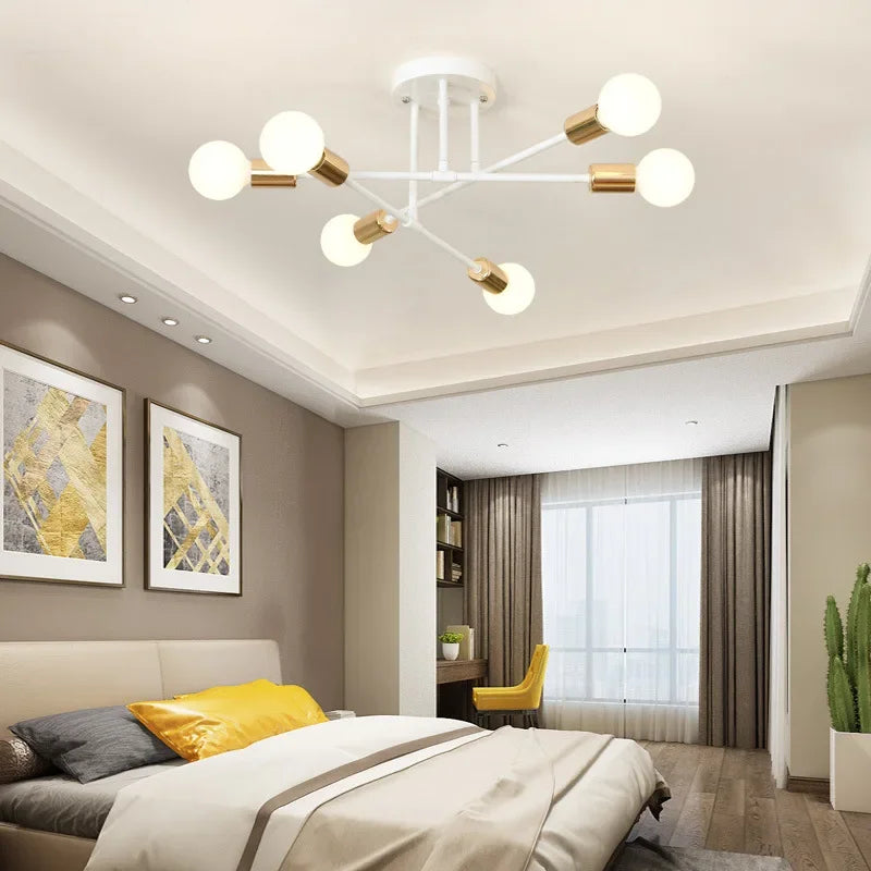 Moderne Créatif LED Plafonnier Lustre Spoutnik Lumière Semi-intégré Nordique Décor À La Maison Luminaires pour Chambre Salon