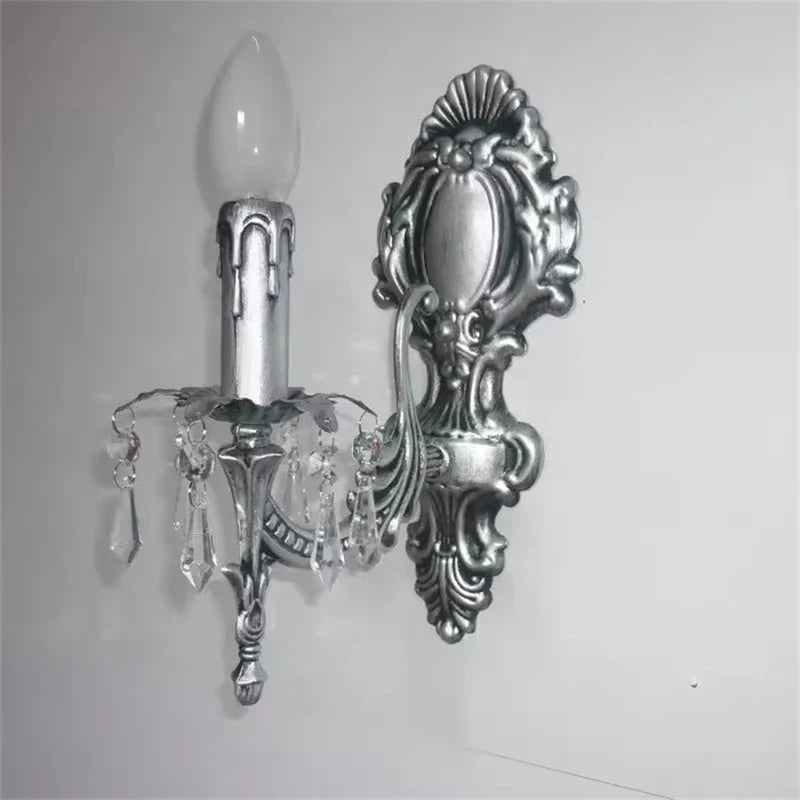 applique murale classique avec suspensions en cristal décoratifs