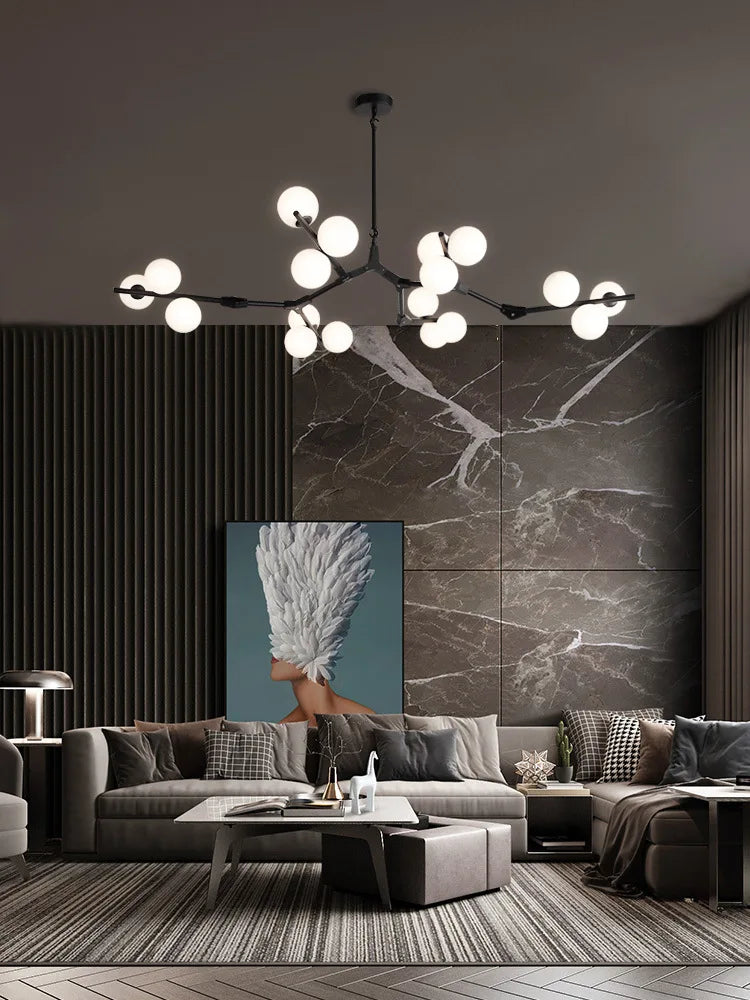 lustre moderne led créatif branche d'arbre moléculaire décorative