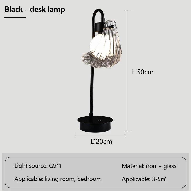 lustre de luxe en verre de coquille avec lampes led créatives