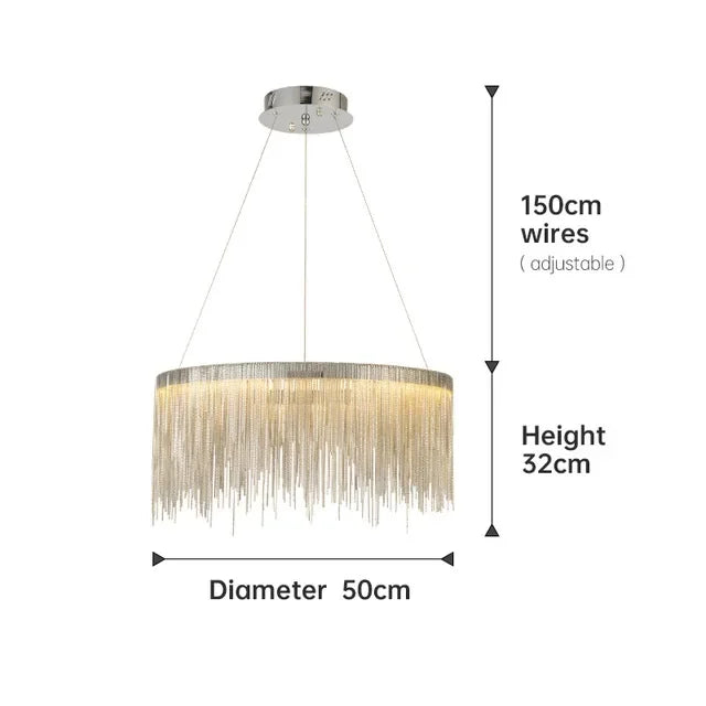 lustre suspendu à pampilles led avec intensité variable et télécommande