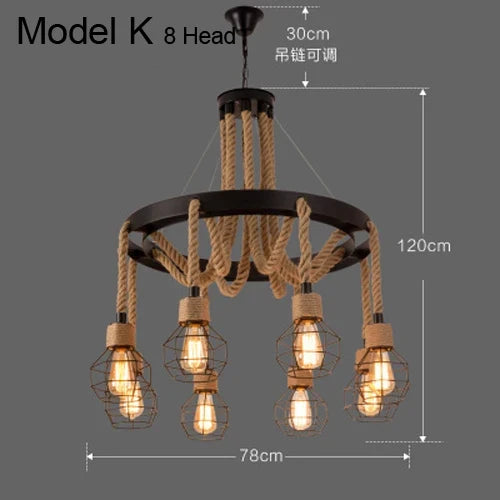 suspension rustiques industrielles avec corde pour intérieur