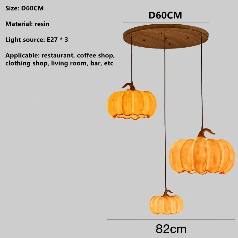 Designer Restaurant Island LED Chandelier Retro Resin Pumpkin Lamp Bedroom Wabi Sabi Pendant Lamps Home Decoration Light Fixture