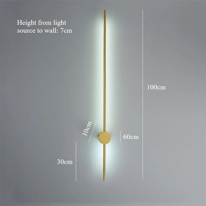 applique murale led nordique tige dorée style moderne créatif simple