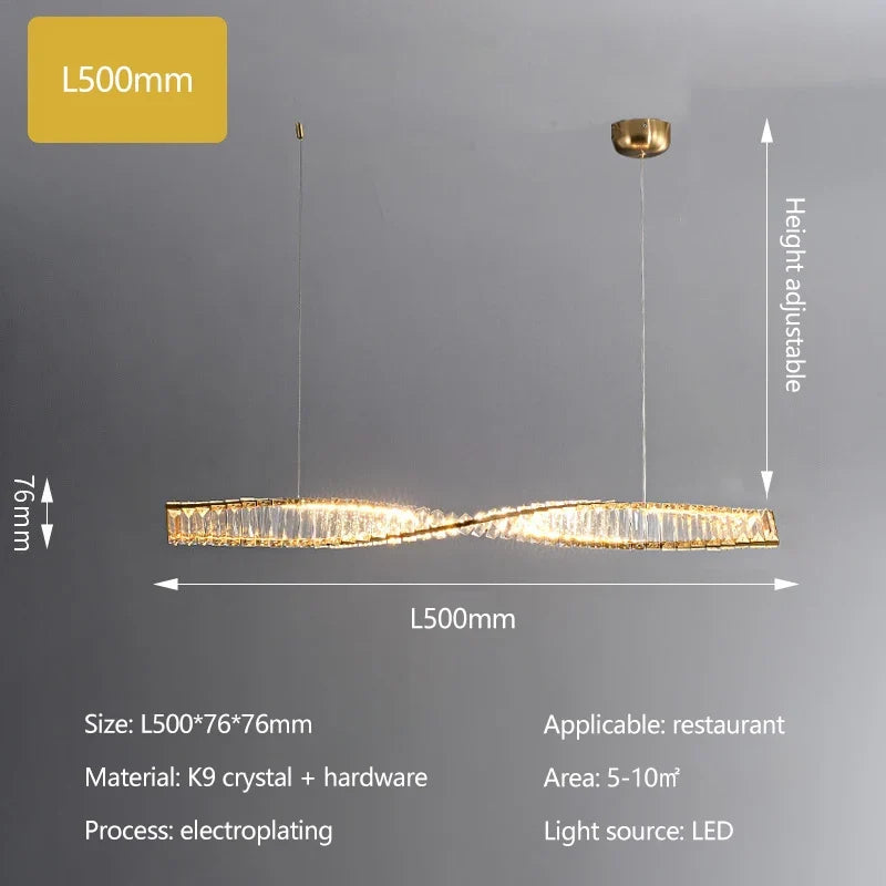 lustre en cristal doré design postmodernes avec éclairage led