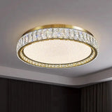 Plafonnier anneau lumineux en or avec cristaux luxueux et led réglable