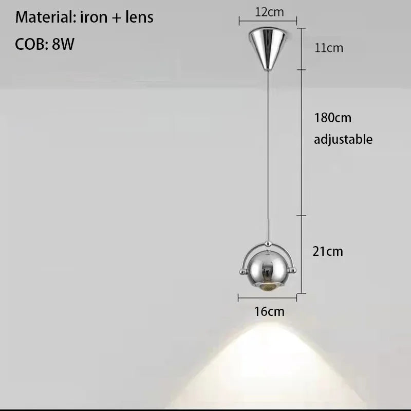 suspension led rotative avec fil métallique réglable