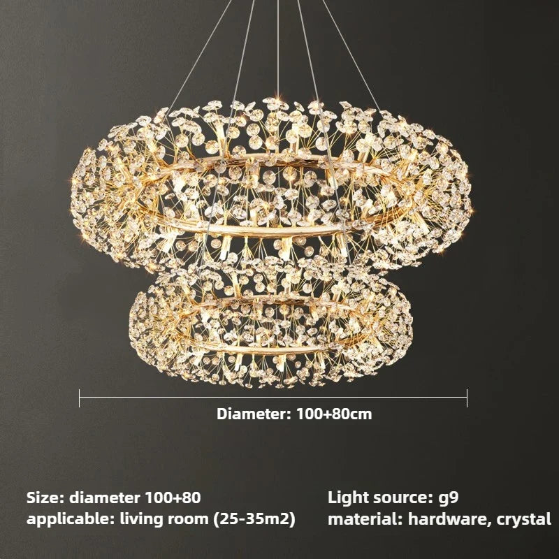 lustre en cristal moderne en forme de pissenlit créatif et atmosphérique