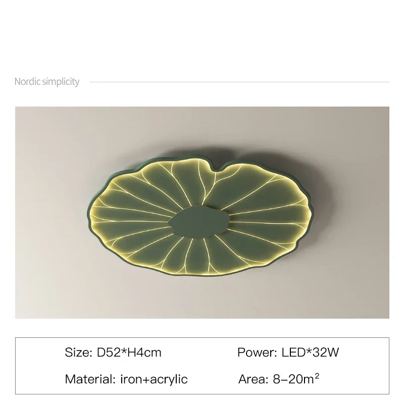 plafonnier led créatif en forme de feuille de lotus décoratif