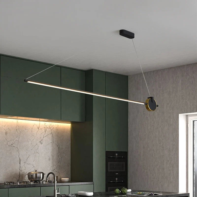 luminaire suspendu nordique simple longue bande déco maison