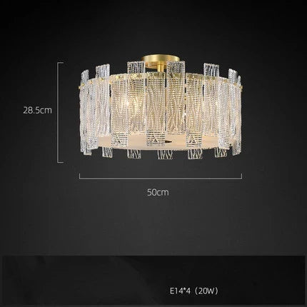 plafonnier design rond à couches en cuivre doré