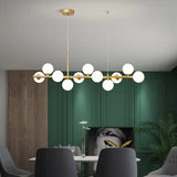 lustre long moderne en boule de verre abat-jour suspendu décoration led