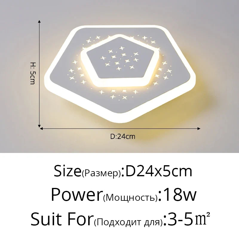 plafonnier led encastré acrylique créatif étoilé simple balcon