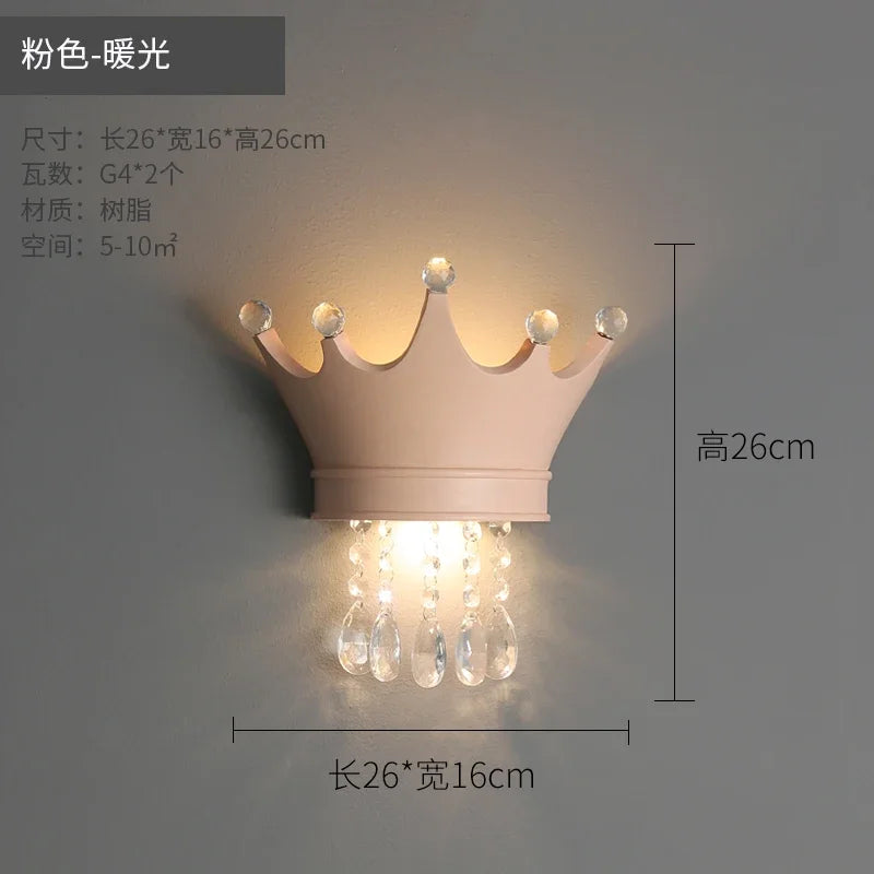 applique murale couronne en résine et cristal pour enfants
