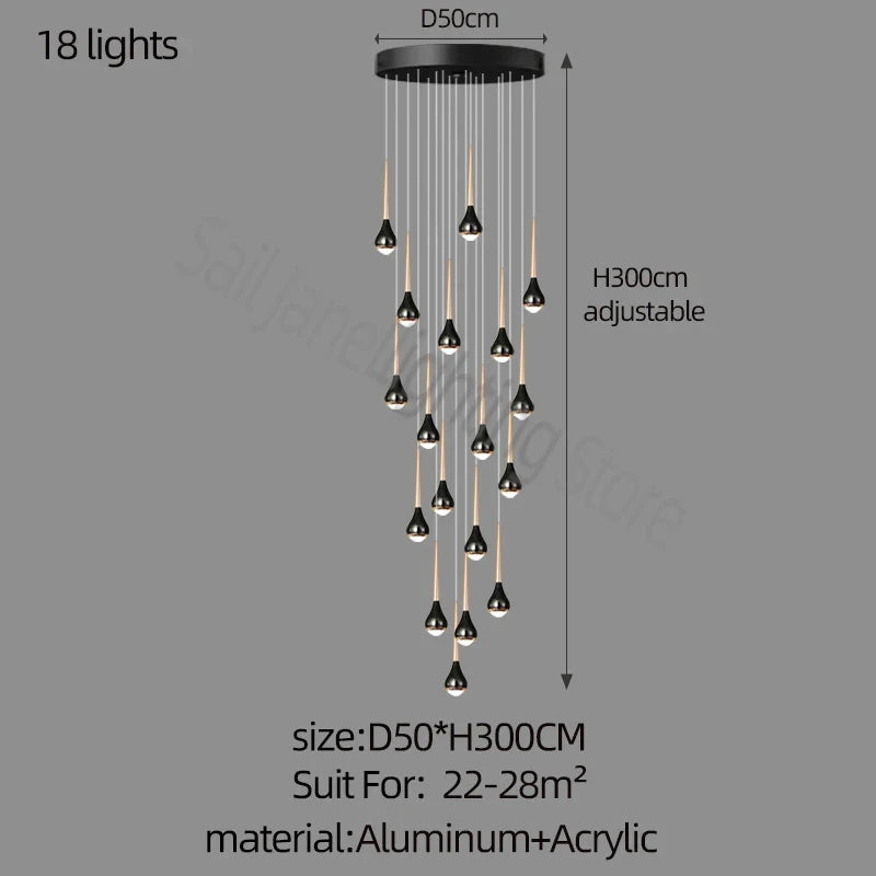 lustre long nordique moderne creux idéal pour loft hôtel appartement